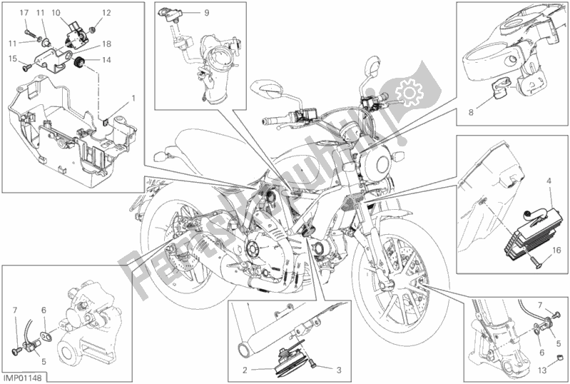 Todas las partes para 13d - Dispositivos Eléctricos de Ducati Scrambler Icon Thailand 803 2019